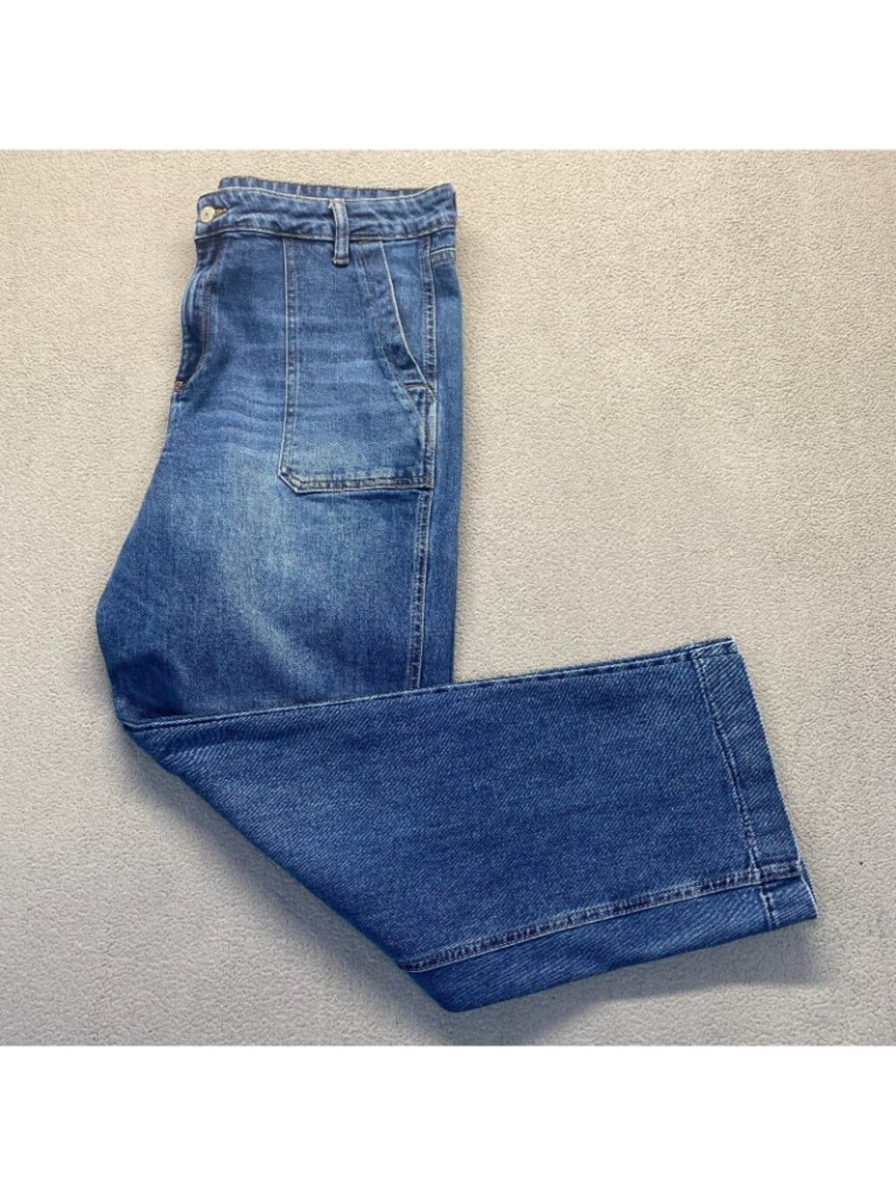 Old Navy Baggy Wide Leg Jeans Womens 16 Blue Y2K Skater Grunge Utility - Picture 7 of 13